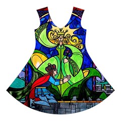 Beauty And The Beast Stained Glass Rose Short Sleeve V Front