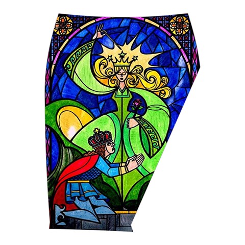 Beauty And The Beast Stained Glass Rose Midi Wrap Pencil Skirt from ArtsNow.com  Front Right 