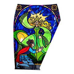 Beauty And The Beast Stained Glass Rose Midi Wrap Pencil Skirt from ArtsNow.com  Front Right 
