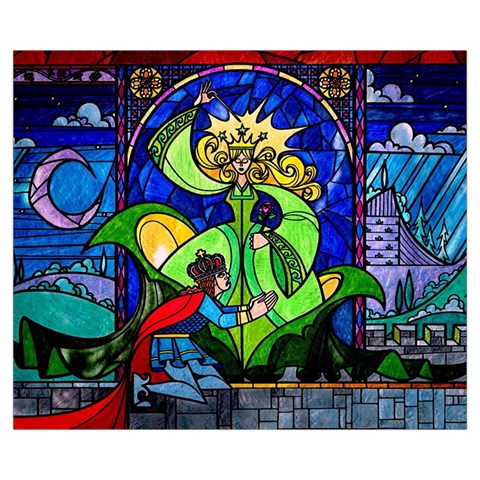 Beauty And The Beast Stained Glass Rose Zipper Medium Tote Bag from ArtsNow.com Front
