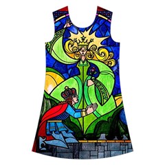 Beauty And The Beast Stained Glass Rose Kids  Short Sleeve Velvet Dress from ArtsNow.com Front