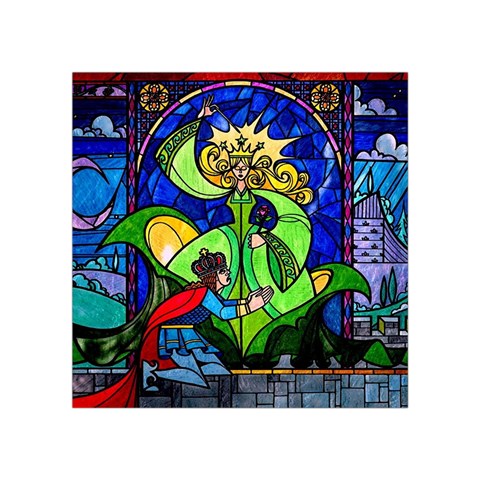 Beauty And The Beast Stained Glass Rose Square Tapestry (Small) from ArtsNow.com Front