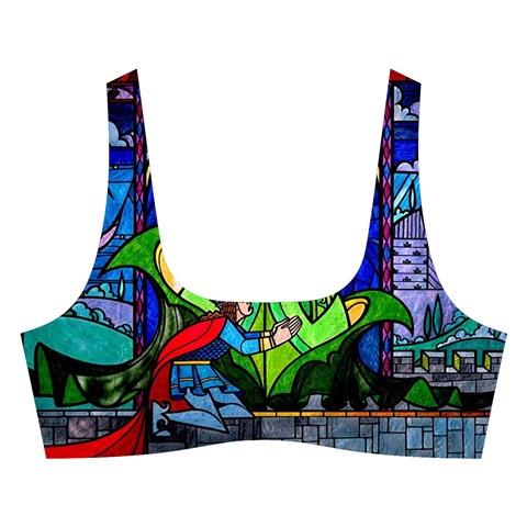 Beauty And The Beast Stained Glass Rose Cross Back Hipster Bikini Set from ArtsNow.com Front