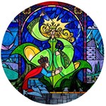 Beauty And The Beast Stained Glass Rose Wooden Bottle Opener (Round)