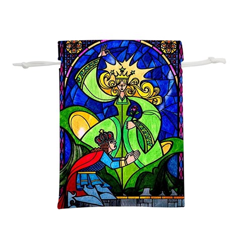 Beauty And The Beast Stained Glass Rose Lightweight Drawstring Pouch (M) from ArtsNow.com Front