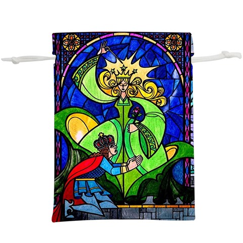 Beauty And The Beast Stained Glass Rose Lightweight Drawstring Pouch (XL) from ArtsNow.com Front