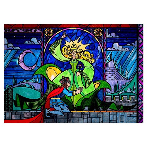 Beauty And The Beast Stained Glass Rose Wristlet Pouch Bag (Small) from ArtsNow.com Belt Loop
