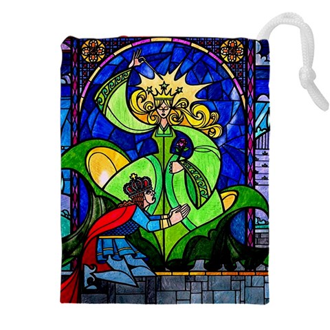 Beauty And The Beast Stained Glass Rose Drawstring Pouch (4XL) from ArtsNow.com Front