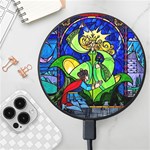 Beauty And The Beast Stained Glass Rose Wireless Fast Charger(Black)
