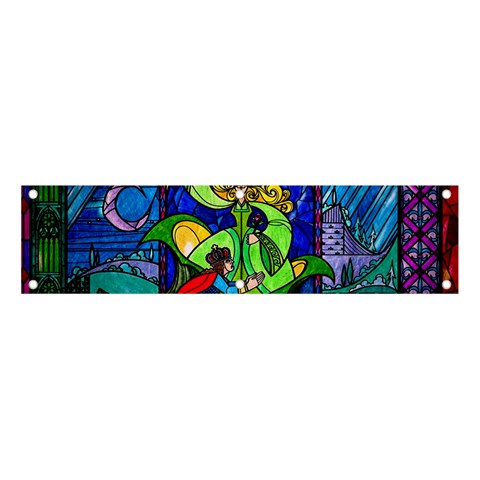Beauty And The Beast Stained Glass Rose Banner and Sign 4  x 1  from ArtsNow.com Front