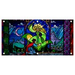 Beauty And The Beast Stained Glass Rose Banner and Sign 4  x 2 