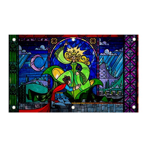Beauty And The Beast Stained Glass Rose Banner and Sign 5  x 3  from ArtsNow.com Front