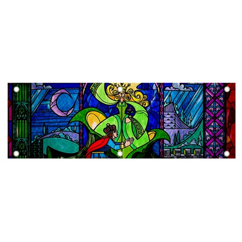 Beauty And The Beast Stained Glass Rose Banner and Sign 6  x 2  from ArtsNow.com Front