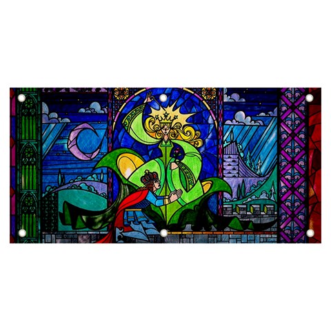 Beauty And The Beast Stained Glass Rose Banner and Sign 6  x 3  from ArtsNow.com Front