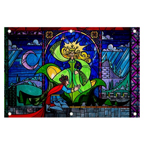 Beauty And The Beast Stained Glass Rose Banner and Sign 6  x 4  from ArtsNow.com Front