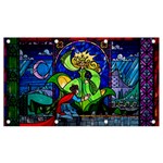 Beauty And The Beast Stained Glass Rose Banner and Sign 7  x 4 