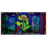 Beauty And The Beast Stained Glass Rose Banner and Sign 8  x 4 