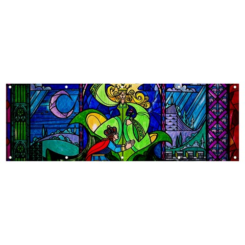 Beauty And The Beast Stained Glass Rose Banner and Sign 12  x 4  from ArtsNow.com Front