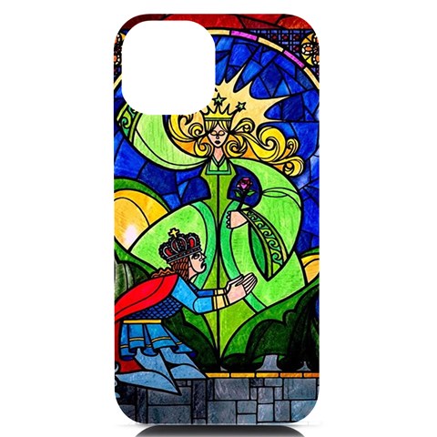 Beauty And The Beast Stained Glass Rose iPhone 14 Black UV Print Case from ArtsNow.com Front