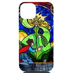 Beauty And The Beast Stained Glass Rose iPhone 14 Black UV Print Case