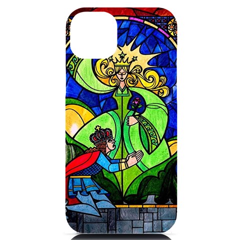 Beauty And The Beast Stained Glass Rose iPhone 14 Plus Black UV Print Case from ArtsNow.com Front
