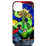 Beauty And The Beast Stained Glass Rose iPhone 14 Plus Black UV Print Case
