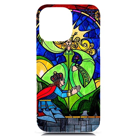 Beauty And The Beast Stained Glass Rose iPhone 14 Pro Max Black UV Print Case from ArtsNow.com Front