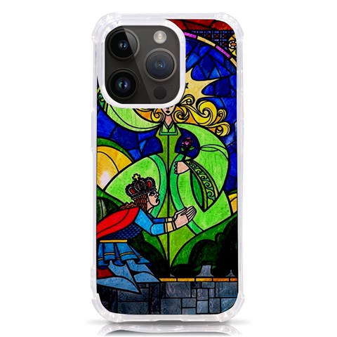 Beauty And The Beast Stained Glass Rose iPhone 14 Pro TPU UV Print Case from ArtsNow.com Front