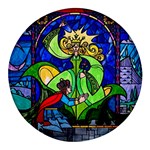 Beauty And The Beast Stained Glass Rose Round Glass Fridge Magnet (4 pack)