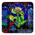Beauty And The Beast Stained Glass Rose Square Glass Fridge Magnet (4 pack)