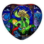 Beauty And The Beast Stained Glass Rose Heart Glass Fridge Magnet (4 pack)