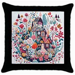 Cottagecore Throw Pillow Case (Black)