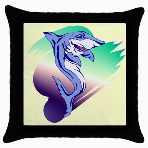 Shark Throw Pillow Case (Black) from ArtsNow.com Front