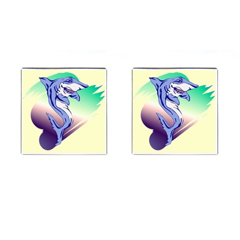 Shark Cufflinks (Square) from ArtsNow.com Front(Pair)