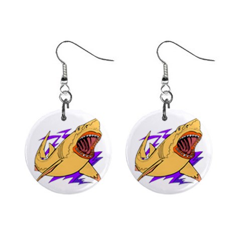 Man eater 1  Button Earrings from ArtsNow.com Front