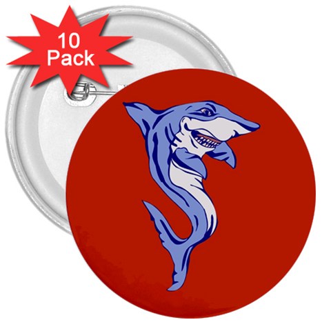 Shark 3  Button (10 pack) from ArtsNow.com Front