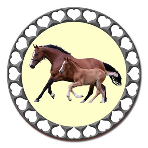Mare n foal Magnet 5  (Round) from ArtsNow.com Front