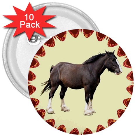 Clydesdale 3  Button (10 pack) from ArtsNow.com Front