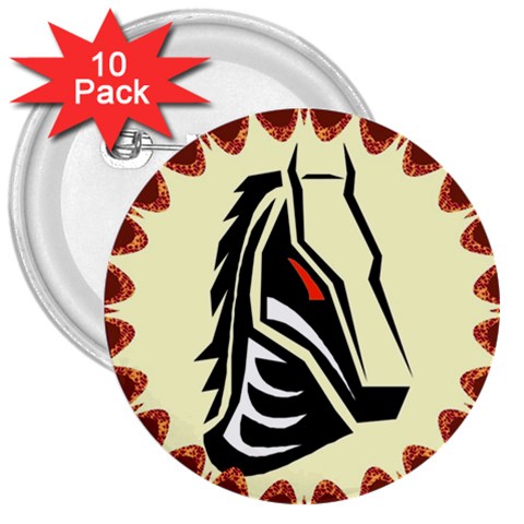 Horse head 3  Button (10 pack) from ArtsNow.com Front