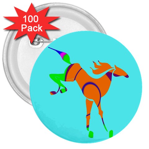 Bucking horse 3  Button (100 pack) from ArtsNow.com Front
