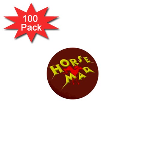 Horse mad 1  Mini Button (100 pack)  from ArtsNow.com Front