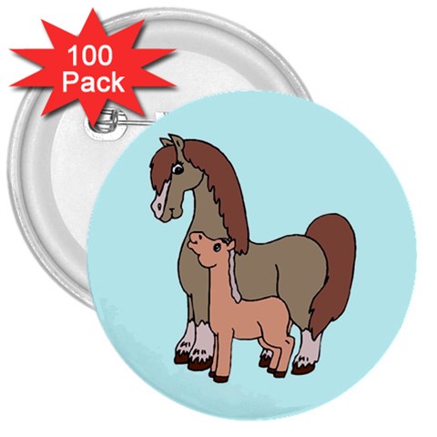 Mare n foal 2 3  Button (100 pack) from ArtsNow.com Front
