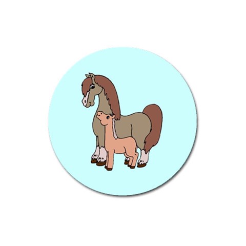 Mare n foal 2 Magnet 3  (Round) from ArtsNow.com Front