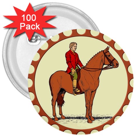 Riding 3  Button (100 pack) from ArtsNow.com Front