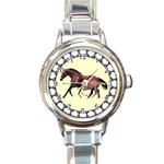 Mare n foal Round Italian Charm Watch