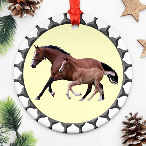 Mare n foal Ornament (Round) from ArtsNow.com Front