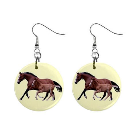 Mare n foal 1  Button Earrings from ArtsNow.com Front