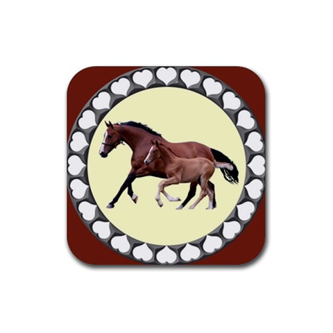 Mare n foal Rubber Coaster (Square) from ArtsNow.com Front