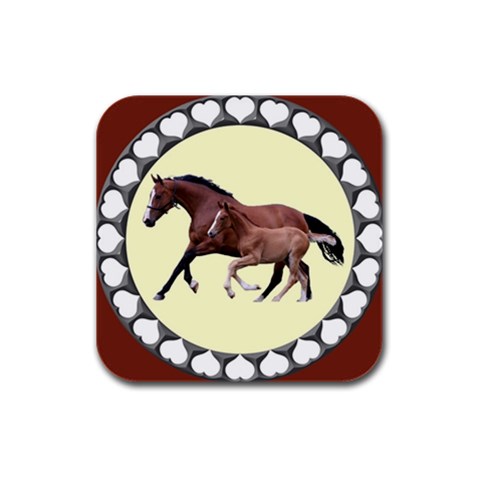 Mare n foal Rubber Square Coaster (4 pack) from ArtsNow.com Front