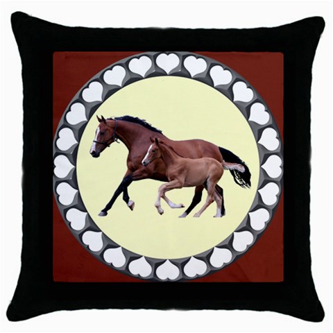 Mare n foal Throw Pillow Case (Black) from ArtsNow.com Front